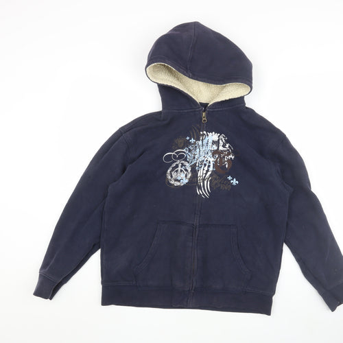 GAP Kids Girls Blue Full Zip Hoodie, 13 Years, Graphic Design