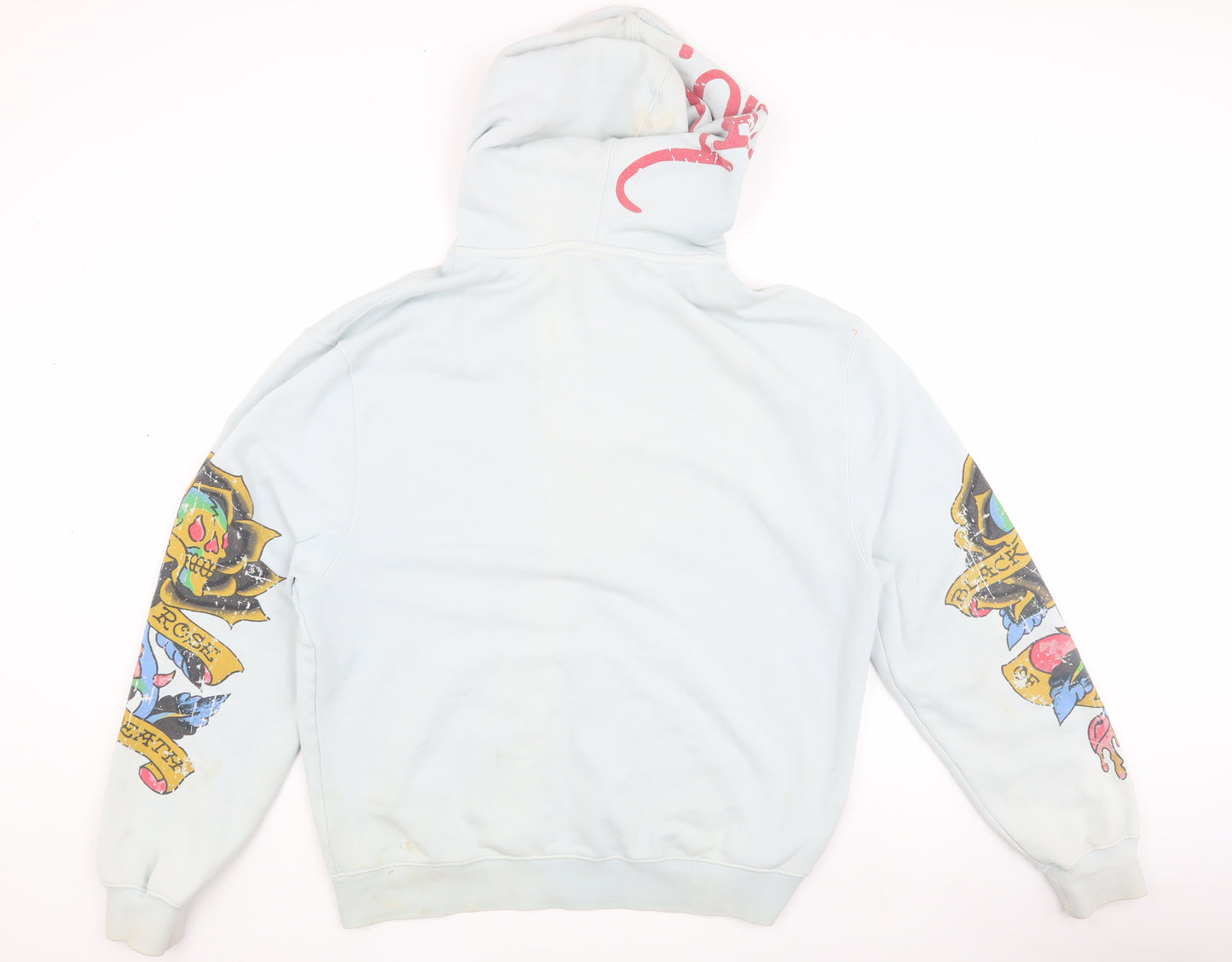 Ed Hardy Men's Grey Full Zip Hoodie, Size M, Tattoo Style