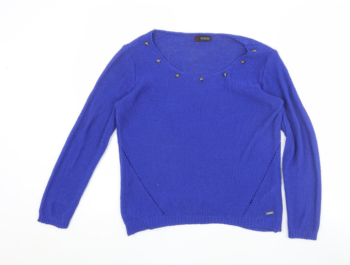 Guess Women's Blue XS Pullover Acrylic Jumper