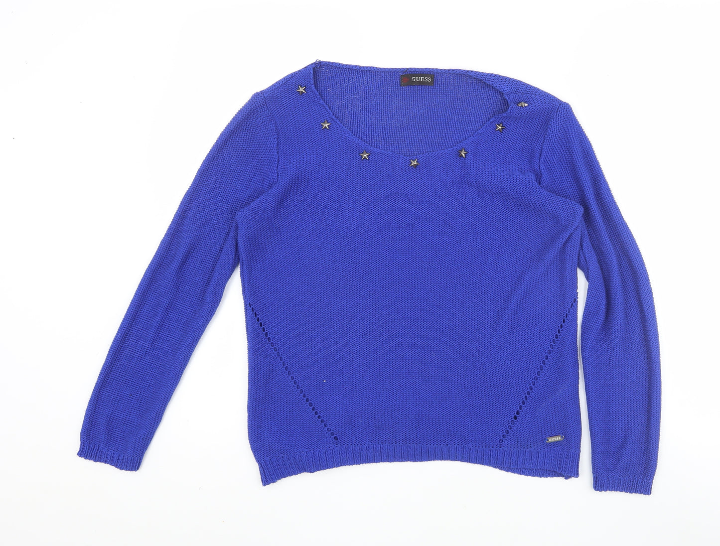 Guess Women's Blue XS Pullover Acrylic Jumper