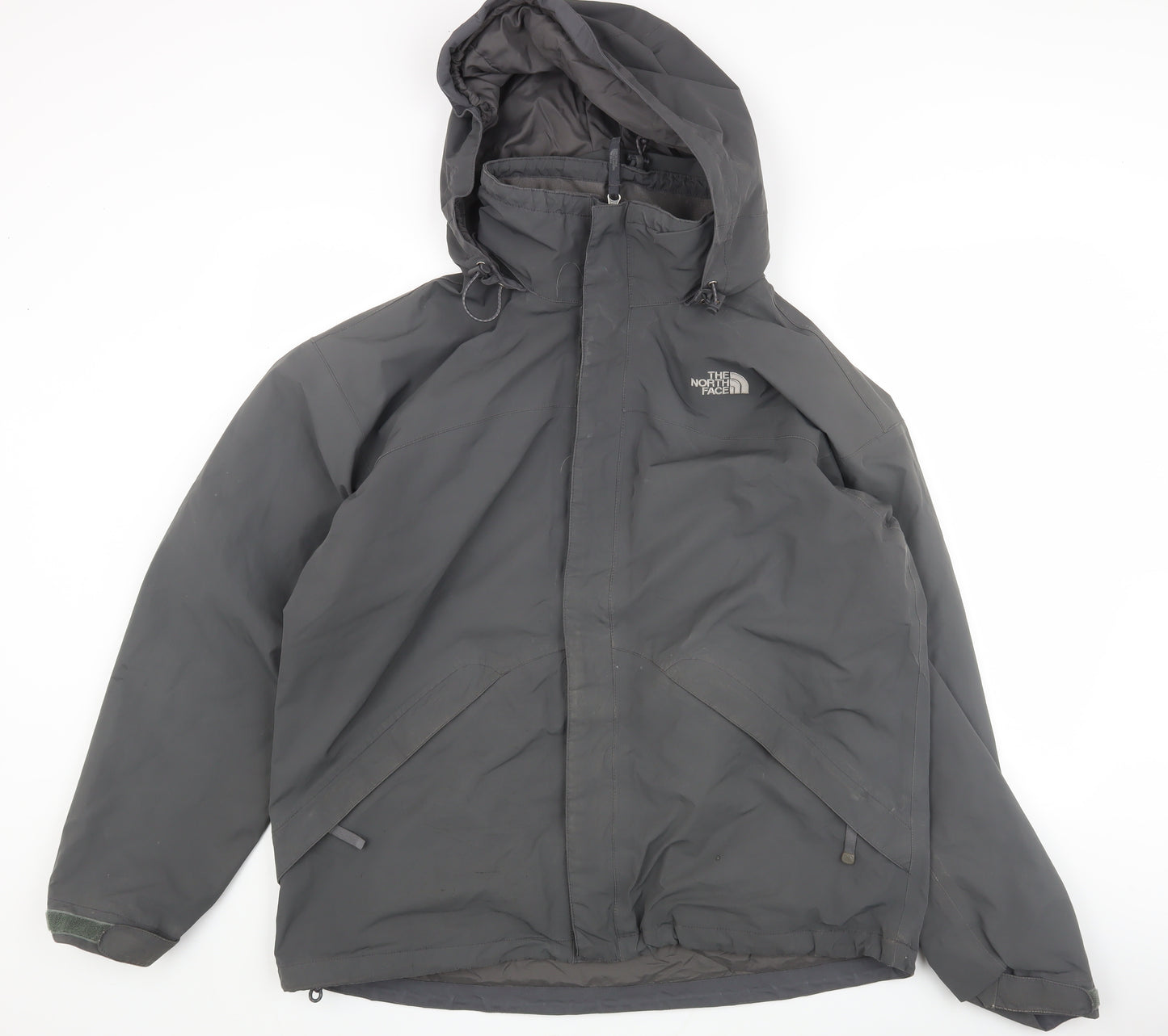 The North Face Men's Grey Hooded Rain Jacket L