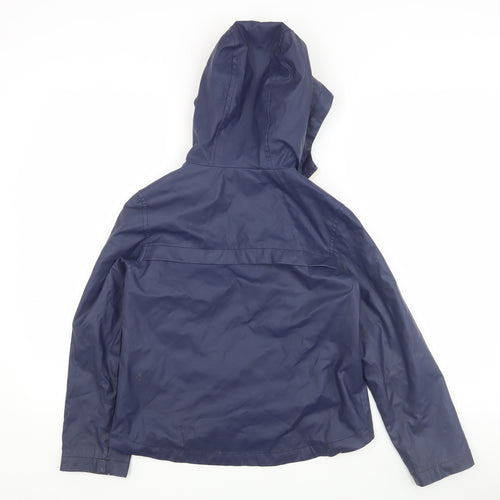 Michael Kors Girls Blue Rain Coat Age 10-11 Hooded Zip Jacket