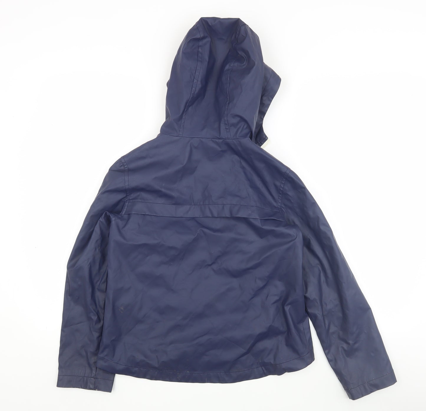 Michael Kors Girls Blue Rain Coat Age 10-11 Hooded Zip Jacket