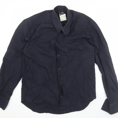 Versace Men's Black Long Sleeve Button-Up Shirt L