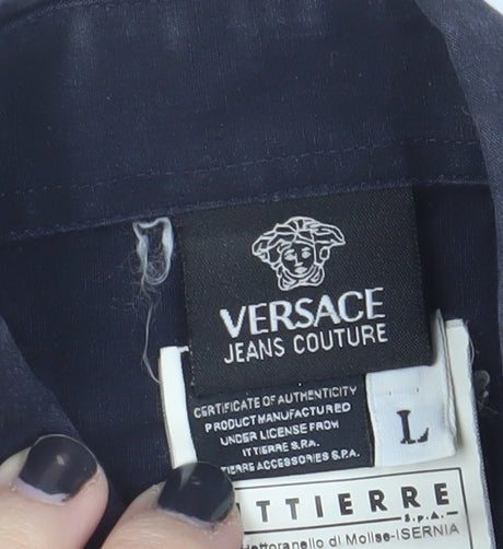 Versace Men's Black Long Sleeve Button-Up Shirt L