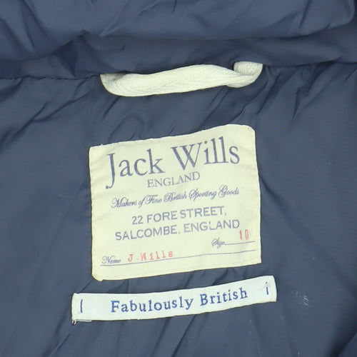 Jack Wills Women's Blue Hooded Gilet Size 10