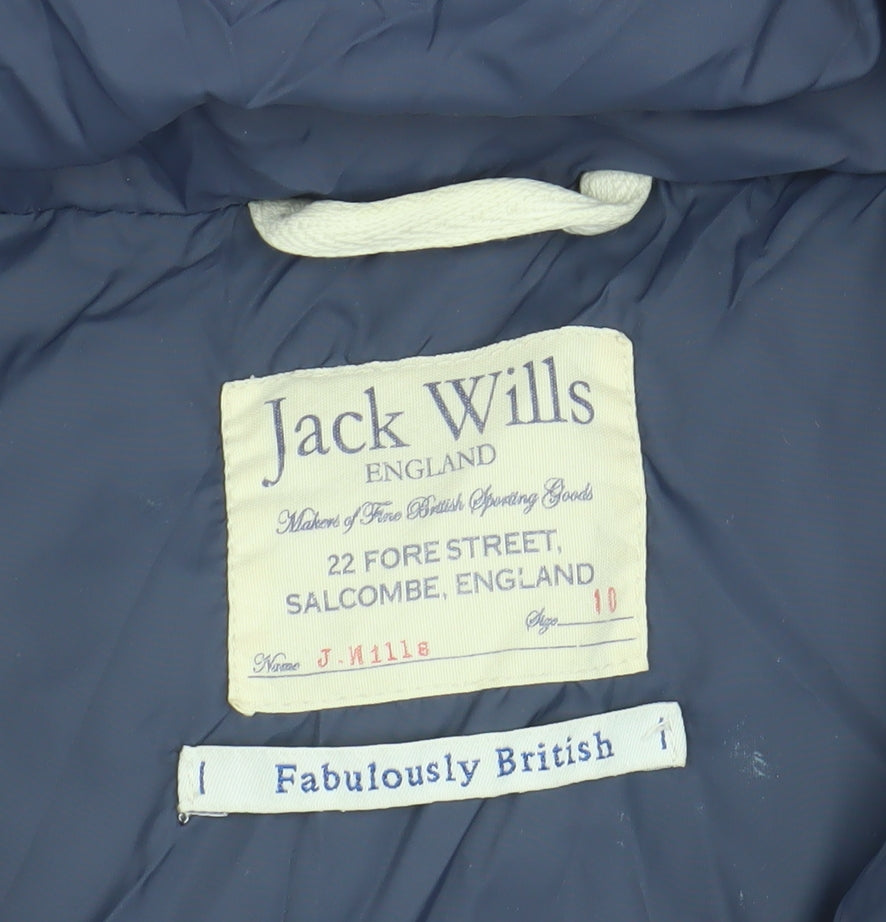 Jack Wills Women's Blue Hooded Gilet Size 10