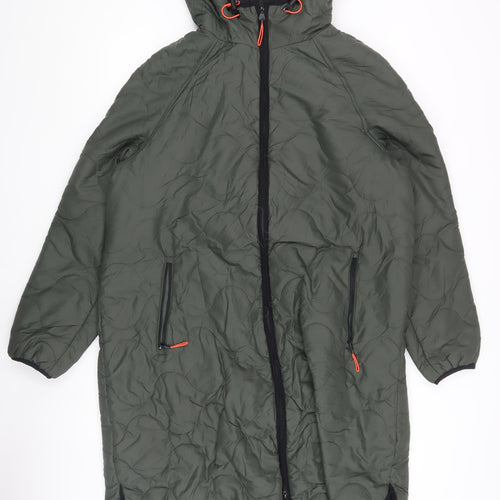 M&S Women's Green Quilted Hooded Jacket Size 14