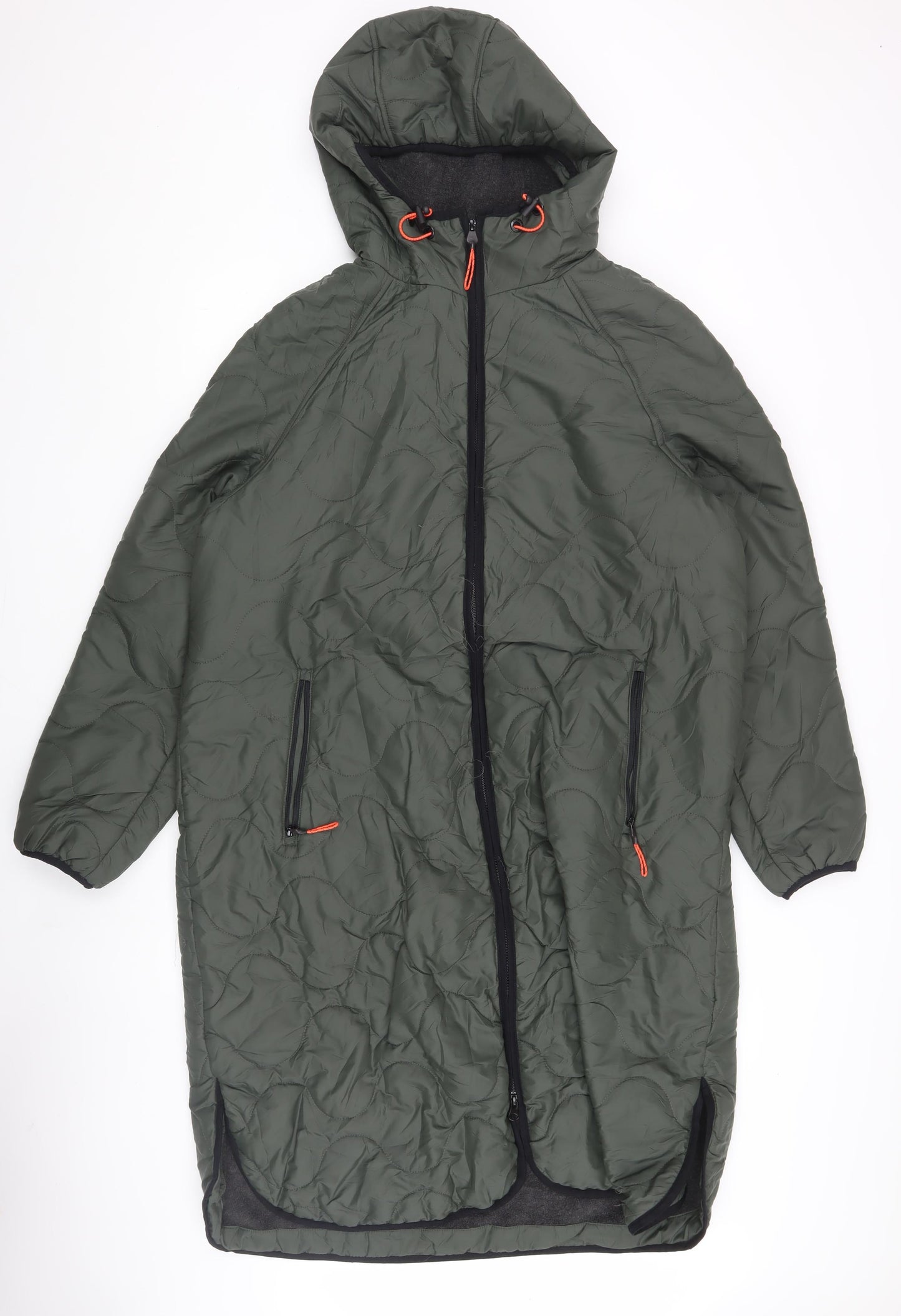 M&S Women's Green Quilted Hooded Jacket Size 14