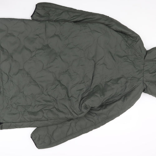 M&S Women's Green Quilted Hooded Jacket Size 14
