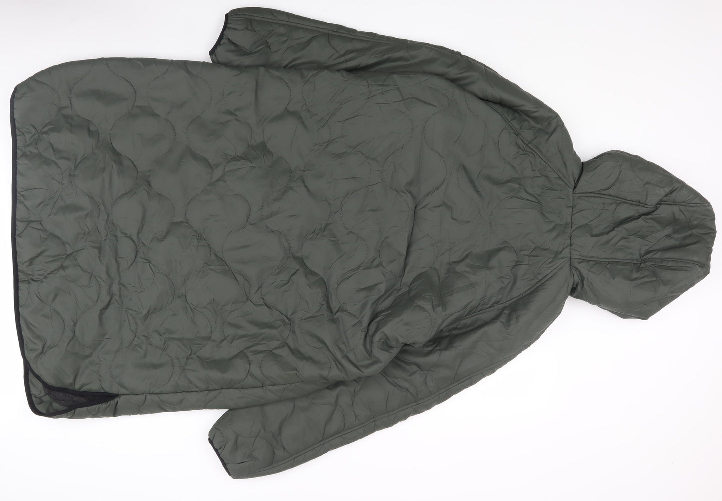 M&S Women's Green Quilted Hooded Jacket Size 14