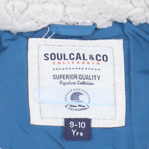 SoulCal & Co Boys Blue Puffer Jacket 9-10 Years Winter Hooded