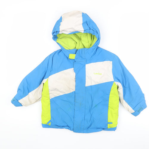 Wedze Boys Blue Puffer Jacket 2-3 Years Hooded Insulated