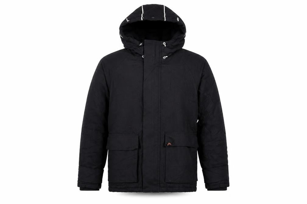 Front view of Lee Cooper Men's Black Hooded Parka Jacket, size S