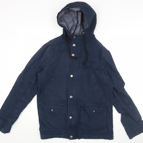 Threadbare Unisex Blue Parka Jacket S Hooded Casual
