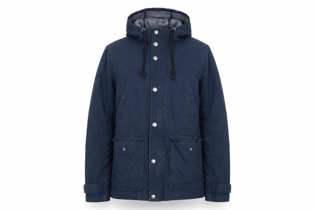 Front view of Threadbare unisex blue parka jacket s hooded casual