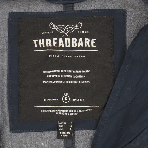 Threadbare Unisex Blue Parka Jacket S Hooded Casual