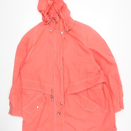 Berkertex Women's Red Parka Coat 14-16 Hooded & Pocketed