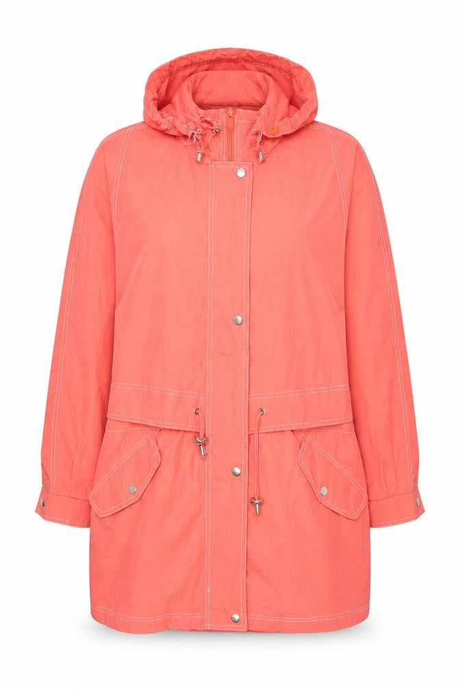 Berkertex Women's Red Parka Coat 14-16 Hooded & Pocketed