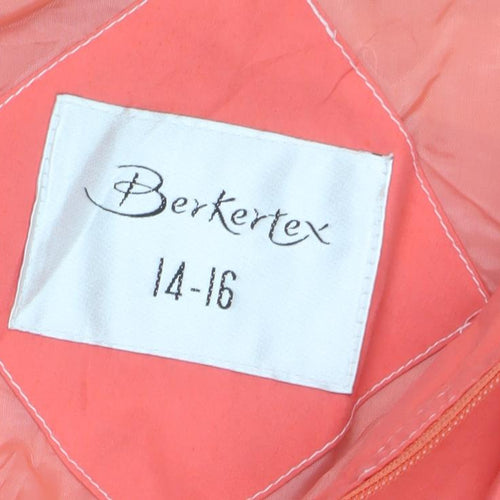 Berkertex Women's Red Parka Coat 14-16 Hooded & Pocketed