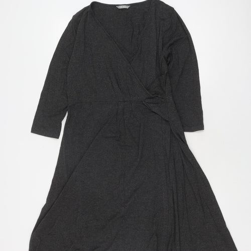 Marks and Spencer Women's Grey Wrap Dress Size 16
