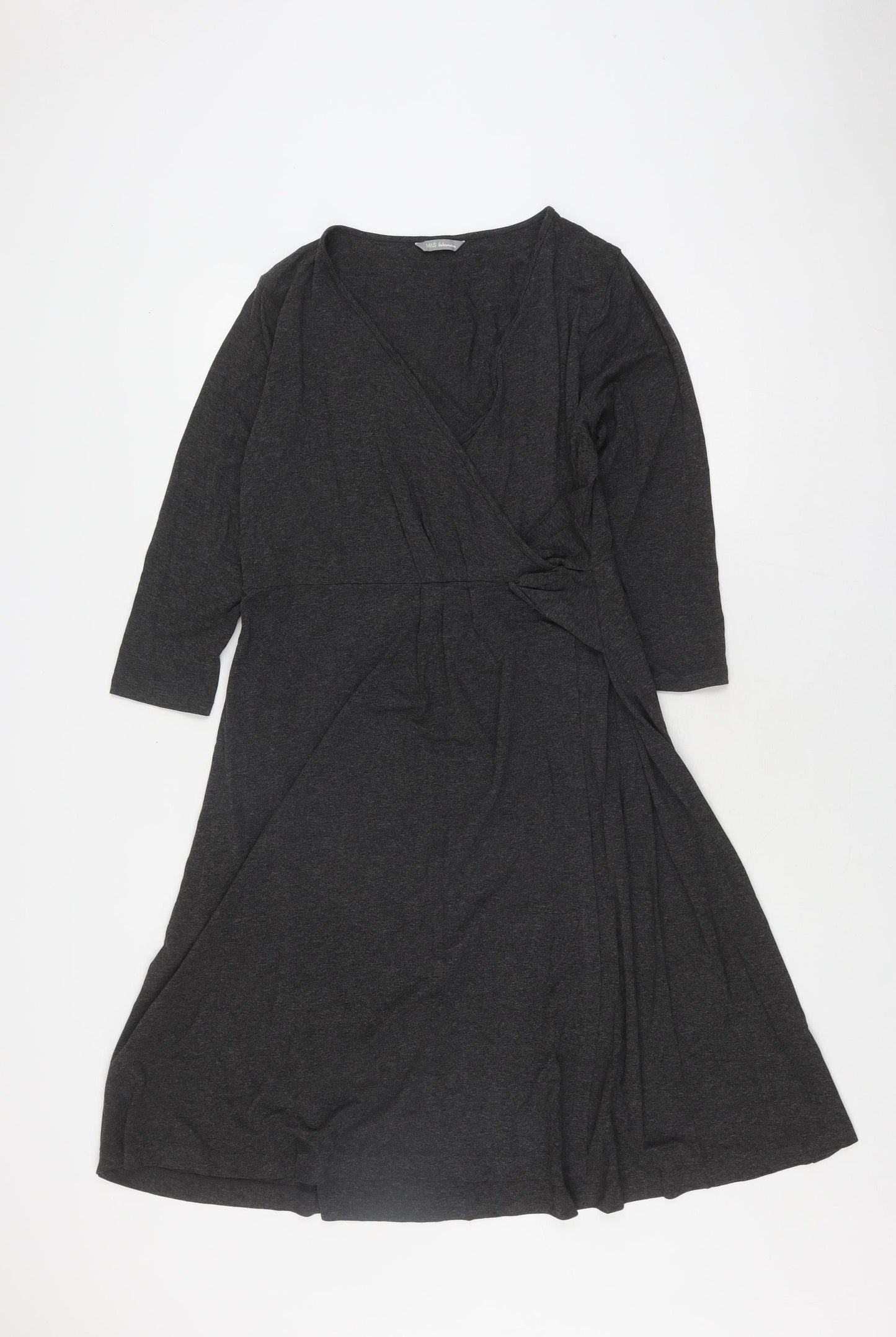 Marks and Spencer Women's Grey Wrap Dress Size 16