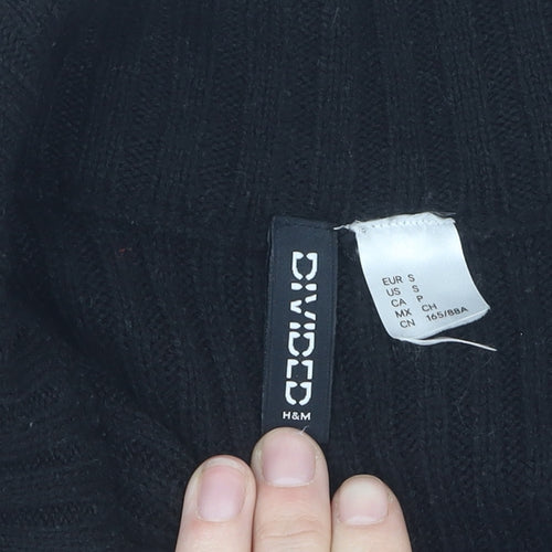 H&M Unisex Black S Pullover Jumper with High Neck