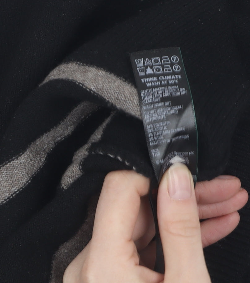 Marks and Spencer Women's Black Striped XL Pullover Jumper