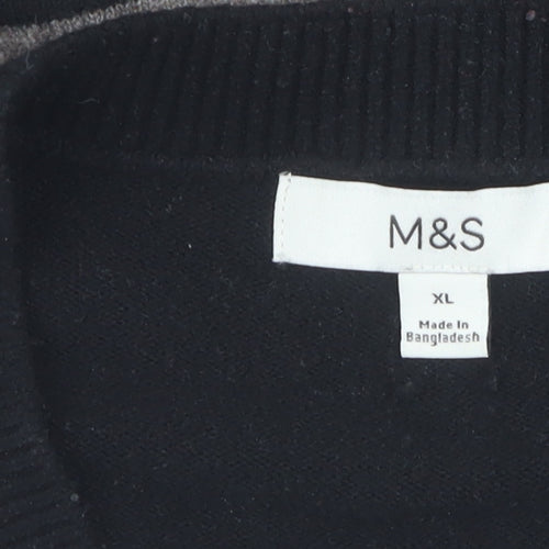 Marks and Spencer Women's Black Striped XL Pullover Jumper
