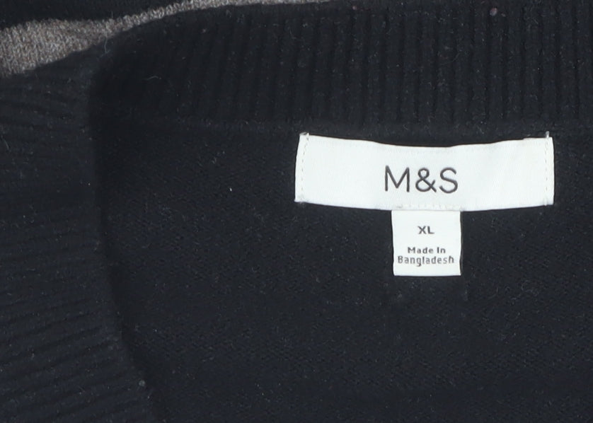Marks and Spencer Women's Black Striped XL Pullover Jumper