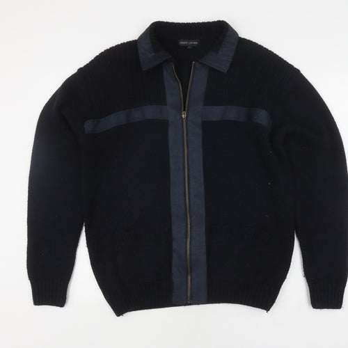 Jason Jones Men's Black Wool Zip-Up Jacket, Size L
