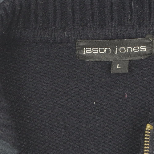 Jason Jones Men's Black Wool Zip-Up Jacket, Size L