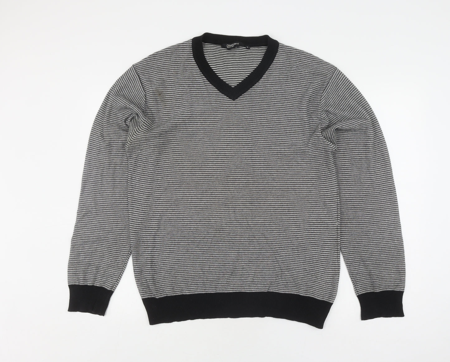 Dissident Men's M Striped V-Neck Cotton Jumper