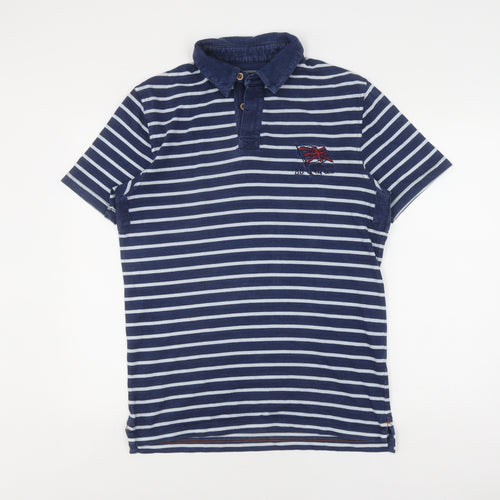 FatFace Men's Blue Striped Medium Polo Shirt