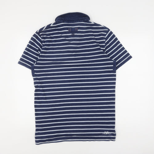 FatFace Men's Blue Striped Medium Polo Shirt