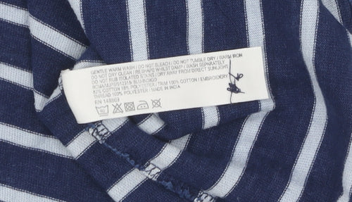 FatFace Men's Blue Striped Medium Polo Shirt