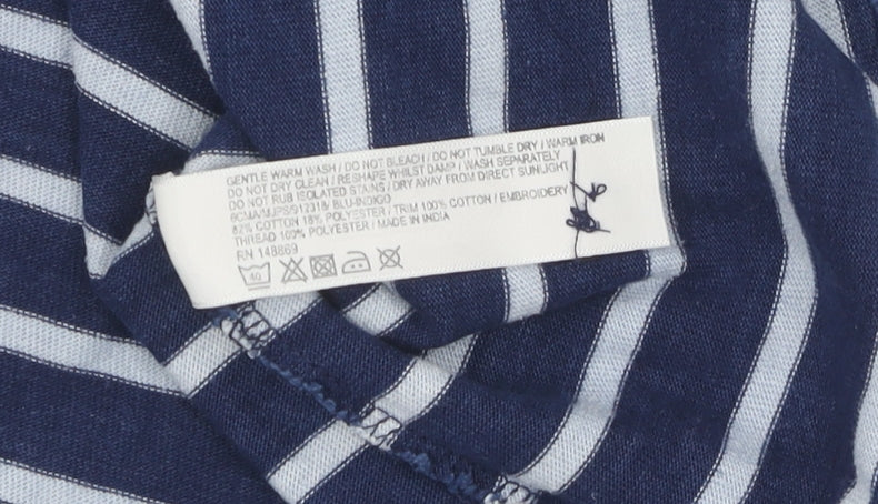 FatFace Men's Blue Striped Medium Polo Shirt