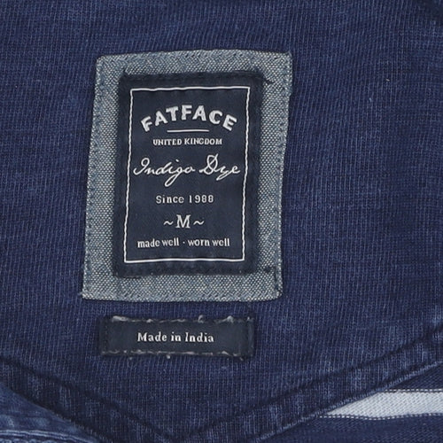 FatFace Men's Blue Striped Medium Polo Shirt