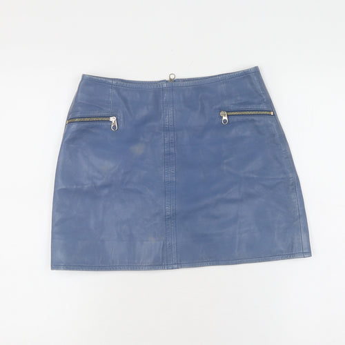 Ted Baker Women's Blue Leather Pencil Skirt XS