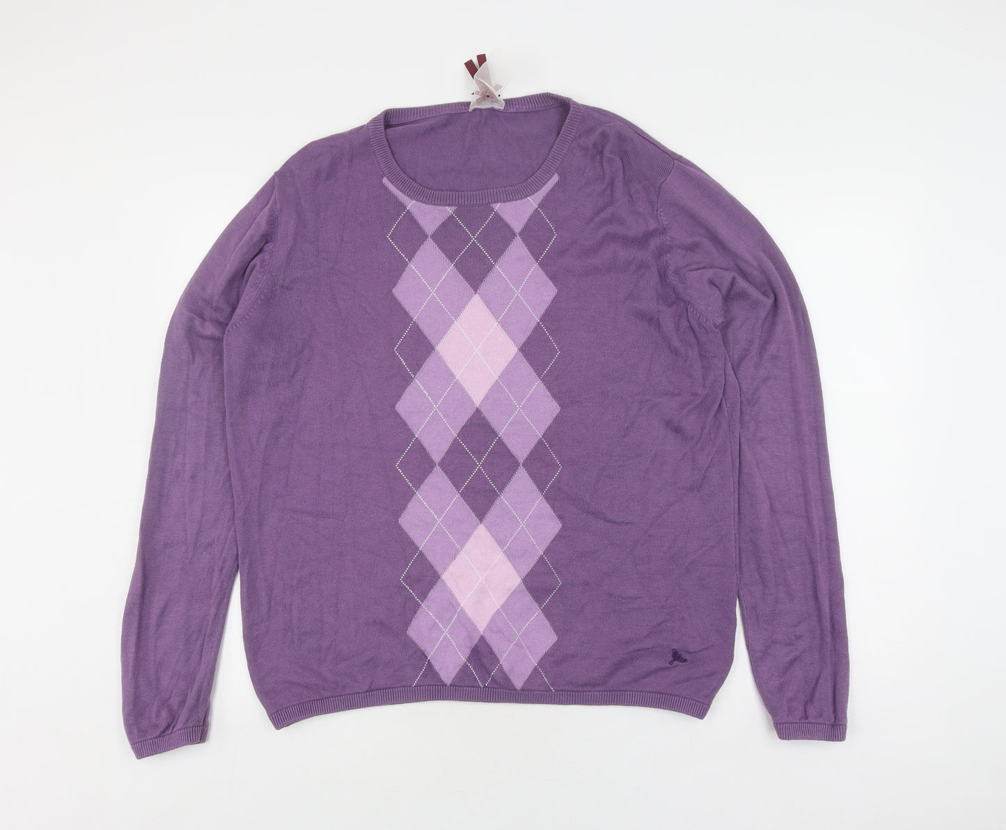Hawkshead Women's Purple Argyle Knit Jumper - Size 18
