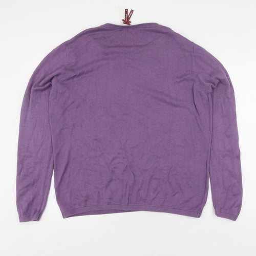 Hawkshead Women's Purple Argyle Knit Jumper - Size 18
