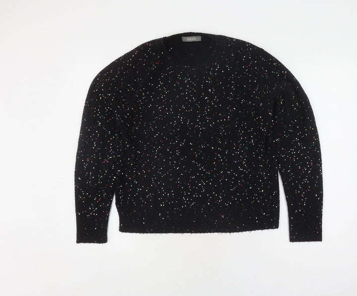 Oasis Women's Black Sequin Pullover Jumper, Size L