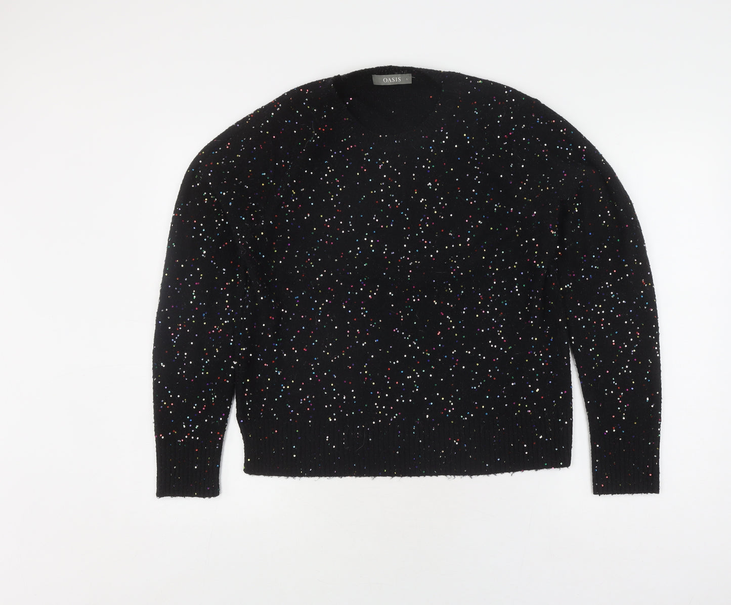 Oasis Women's Black Sequin Pullover Jumper, Size L