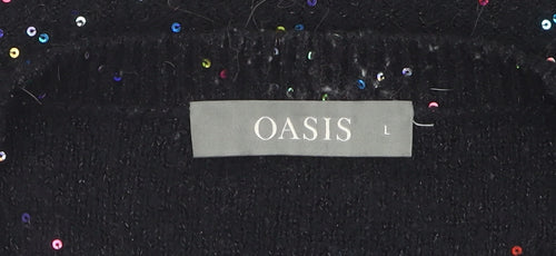 Oasis Women's Black Sequin Pullover Jumper, Size L