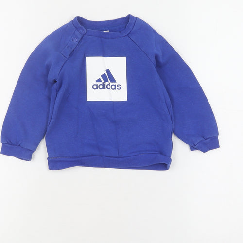 Adidas Unisex Baby Blue Pullover Jumper 12-18 Months