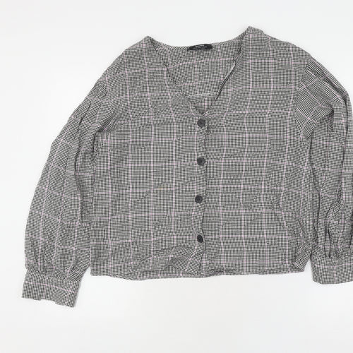 Bershka Women's Multicoloured Check Button-Up Shirt M