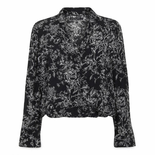 Abercrombie & Fitch Women's Small Black Floral Wrap Blouse