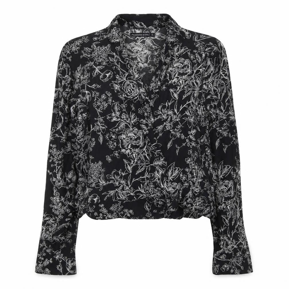 Abercrombie & Fitch Women's Small Black Floral Wrap Blouse