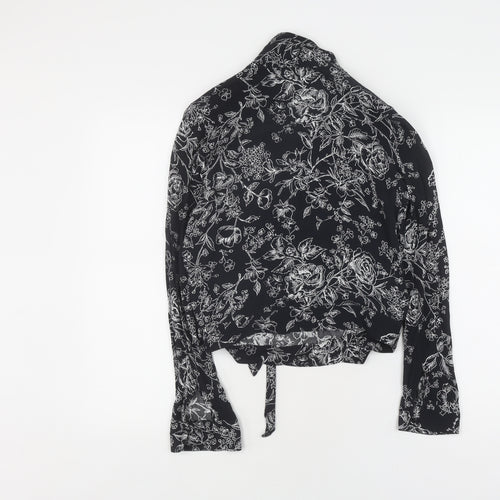 Abercrombie & Fitch Women's Small Black Floral Wrap Blouse