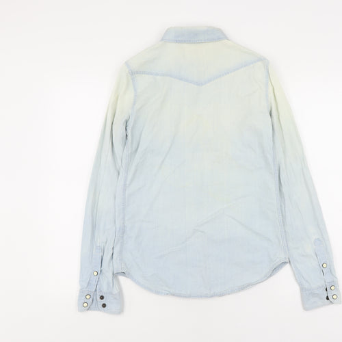 Topshop Women's Blue Denim Button-Up Shirt Size 8